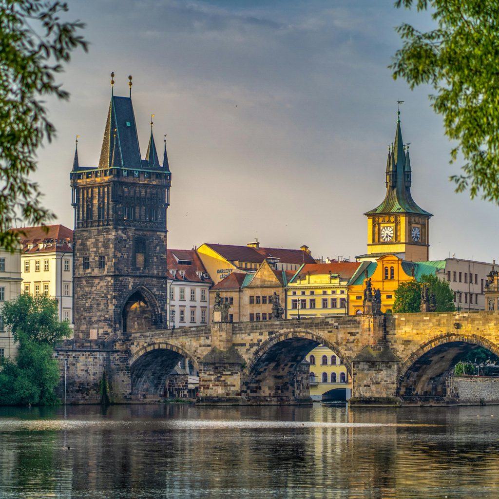 Stunning view of Charles Bridge and historic architecture in Prague, Czech Republic.