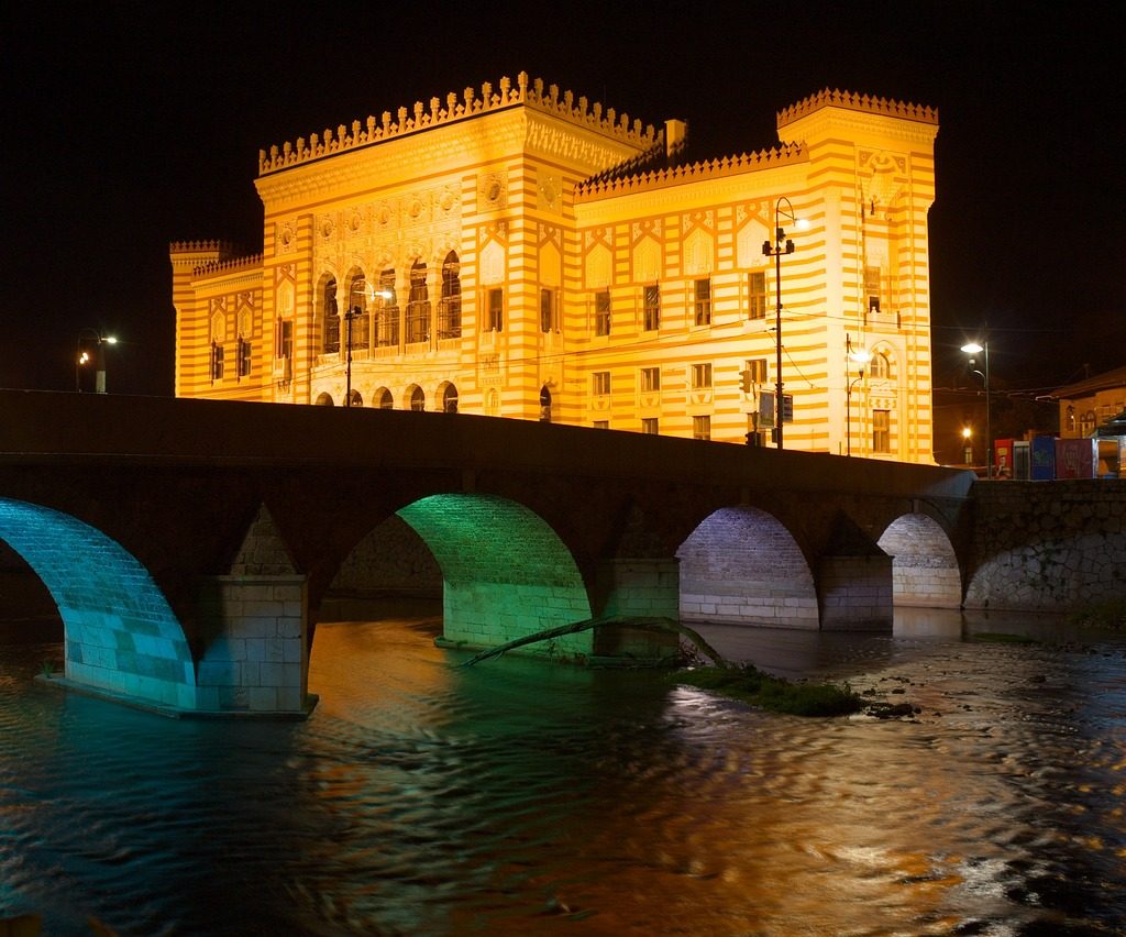 bosnia and herzegovina, bosnia, sarajevo, miljacka, bridge, town hall, old, building, bosnia, sarajevo, sarajevo, sarajevo, sarajevo, sarajevo